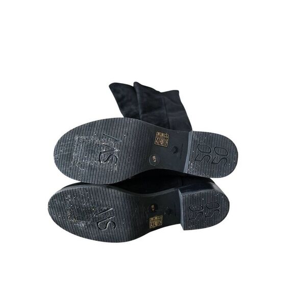 Stuart Weitzman Over The Knee Boots Size 4.5 Black Suede Block Heel - Picture 7 of 8